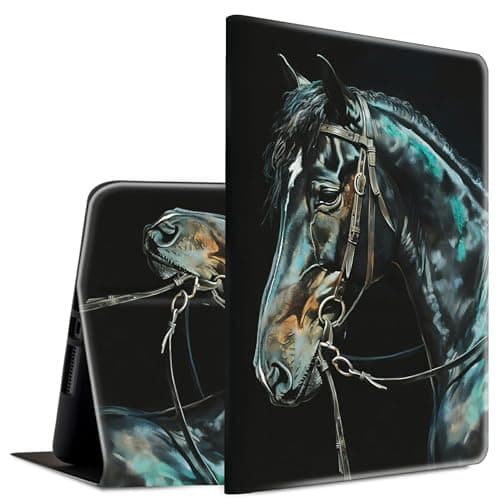Case for Kindle Fire HD 8 & Fire HD 8 Plus Tablet 10th/12th/14th Generation 2020/2022/2024 Lightweight Smart Case Adjustable Stand Protective Cover with Auto Wake/Sleep - Black Horse