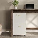 Lavish Home 2 Drawer File Cabinet - Filing Cabinet with Lock - Rolling File Cabinet for Under Desk Storage - Wood Filing Cabinet for Home or Office Organization (White)
