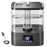 KZF 6L Top Fill Humidifiers for Bedroom & 60H Runtime - Cool Mist Humidifier, 3 Mist Levels, 8H Timer, Essential Oil Tray, Humidity Display, Quiet for Bedroom, Baby, Plants, Large Room (Black, 6L)