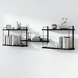 MXCSE Wall Shelves, Wall Mounted Bookshelves, DIY Floating Shelves for Wall, Wood Hanging Book Shelves for Room, Bedroom, Living Room, Easy Installation (Black, 50W x 17H)