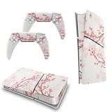 IFEEHE Vinyl Decal Protective Sticker Cover Skin for PS5 Slim Disc Console Controller DIY (Cherry Blossoms,Disc EDITION)