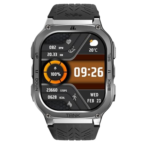 KOSPET Tank M4C Smart Watch for Man (Inches, 1.96, Charcoal Black)