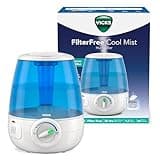 Vicks Filter-Free Ultrasonic Humidifier, Recommended by Pediatricians, 1.2 Gal Ultrasonic Cool Mist Humidifiers for Bedrooms & Kids Rooms, Works with Vicks VapoPads
