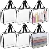 6 Pcs Storage Bags, Large Clear PVC Travel Organizer Bags, Reusable Waterproof Zipper Bags for Toys, Puzzles, Kids Books