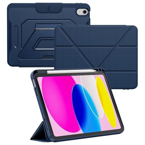 ROSROME iPad A16 Case for iPad 12th/11th/10th Generation 2025/2024/2022 - Magnetic Detachable Cover with 180° Adjustable Stand, Y-Fold and Tri-Fold Hybrid, Pencil Holder, Auto Sleep/Wake