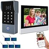 AMOCAM 2-Wires Video Intercom System, 7 Inch 1080P WiFi Touch ScreenVideo Doorbell Doorphone System, 32G Card, Snapshot, Monitoring, Code Password Tuya App IC Card Unlock for Home Apartment