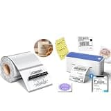 Phomemo 241BT 4X6 Wireless Thermal Printer & 200Pcs Transparent Thermal Label 4x3, Label Printers for Shipping Package, Compatible with iPhone, Android, Amazon, Shopify, UPSP, Blue
