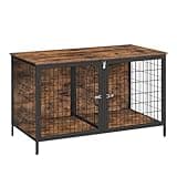 MAHANCRIS Dog Crate Furniture for 2 Dogs, 43.3" Dog Kennel with Removable Divider, Heavy Sturdy Dog Furniture Style Double Cage for Small Medium Dog, Indoor Pet House End Table, Rustic Brown DCHR1201