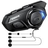JESIMAIK Motorcycle Helmet Bluetooth Headset, 10 Way 2KM Helmet Communication System, Multitasking Audio Motorcycle Intercom, 2 Mics&40mm Speaker (1 Pack)