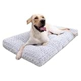 KSIIA Washable Dog Bed Deluxe Plush Dog Crate Beds Comfy Kennel Pad Anti-Slip Pet Sleeping Mat for Large, Jumbo, Medium, Small Dogs Breeds, 35" x 23", Gray