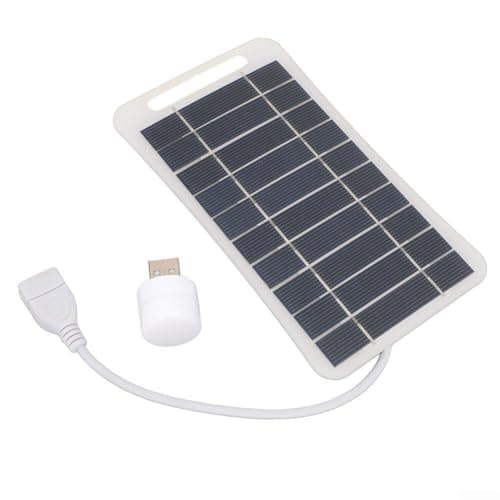 Hosrivae 5W 5V Portable Solar Panel with USB Output, Polysilicon Outdoor Supply Mobile Phones, Small Devices, Lights, Travel, Camping and Use,(White)
