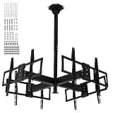 Ceiling TV Mount Bracket for 40-65 Inch Flat Screen Displays 360 Degree Commercial Grade TV Mount Full Motion Support 4 Screens 330 Lbs Capacity Max VESA 600x400mm