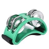 Foot Drum Jingle Bell Percussion Instrument, Hand Drum Rhythm Accessory for Practice, Rehearsal, Recording, Stage Setup, Acoustic Session, Music Room Storage and Christmas Gift (green)