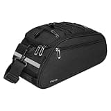 MOSISO Bike Rack Bag, Waterproof Bicycle Trunk Pannier Rear Seat Pouch Cycling Bike Carrier Backseat Storage Luggage Saddle Shoulder Bag, Black