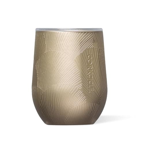 Corkcicle Stemless Wine Tumbler - Keeps Drinks Cold for 6 Hours - Triple-Insulated Stainless Steel - Non-Slip Base - Summer Drinkware Gift - Keeps Drinks Ice Cold - 12 oz - Champagne Dreams