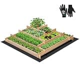 VIVOSUN 5-Tier Wooden Raised Garden Bed, 42 x 42 x 14 Inches, Outdoor Wood Planter Box with Gloves and Liner for Garden, Patio, Balcony, Backyard and Outdoors