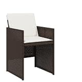 DXKDUSOKJ Patio Chairs with Cushions 4 Pcs, PE Rattan Outdoor Chairs with Flap Backrest, Brown Poly Rattan Patio Seating with Removable Washable Cushion Covers, Powder-Coated Steel Frame