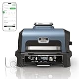 Ninja OG951 Woodfire Pro Connect Premium XL Outdoor Grill & Smoker, Bluetooth, App Enabled, 7-in-1 Master Grill, BBQ Smoker, Outdoor Air Fryer, Woodfire Technology, 2 Built-In Thermometers, Black/Blue