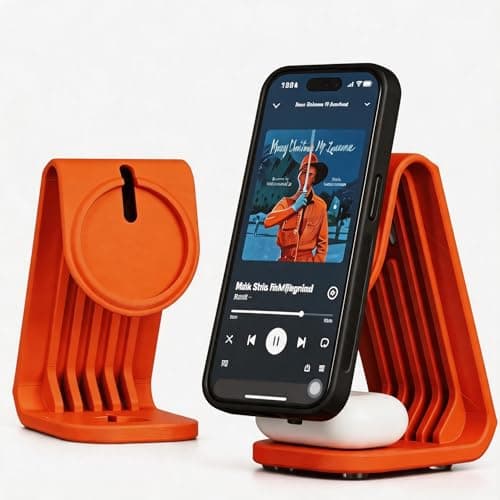 2-in-1 Wireless Charging Stand Set, Compatible with MagSafe and AirPods, Desktop iPhone Charger Dock, Magsafe Charger Stand (Orange, Set (Two 3rd Party Magsafe Charger Included)