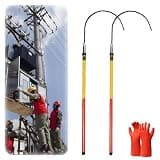 1 2 3 5 Kits Safety Non Telescopic Hot Stick Equipped for Emergency Care High Voltage Insulated Rescue Hook Suitable Tester Spliceable Rescue Hook(2 Pcs,4.0m 3-Section 10-35kv)