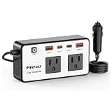 300W Car Power Inverter 12V to 110V，PiSFAU DC to AC Car Plug in Adapter Outlet with Multi USB[24W USB-C] /USB-Fast Charger(24W) Car Inverter，Car Charger for Laptop Vehicles Road Trip Essentials