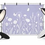 Purple Wildflowers Backdrop 7x5ft Farmhouse Summer Floral Photography Backdrop Fabric Photoshoot Background Polyester Tapestry Banner for Birthday Baby Shower Decoration Party Video Photo Studio Props