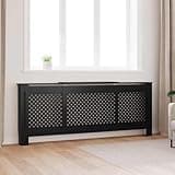 UBVNFGMK Modern Slatted MDF Radiator Cover Cabinet, Black 80.7 Inch Sturdy Shelf for Living Room Decor