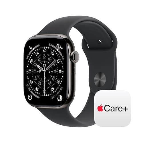 Apple Watch Series 11 [GPS + Cellular 46mm] Smartwatch with Slate Titanium Case with Black Sport Band - M/L. Sleep Score, Fitness Tracker, Health Monitoring with AppleCare+ (2 Years)