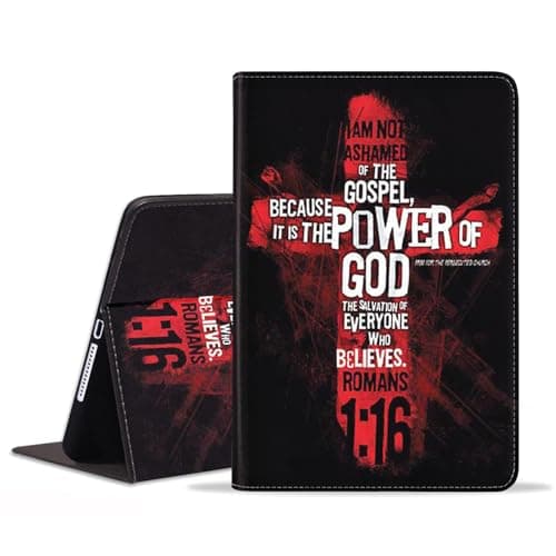 BWOOLL Case for iPad Pro 11 Inch M4 (2024, 5th Generation) - Slim Lightweight PU Leather Stand Cover with Auto Wake/Sleep for iPad Pro 11 2024, Christian Cross Bible Verse Quotes Romans 1:16