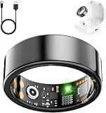 Smart Ring for Women Men, Fitness Ring with Heart Rate, Blood Oxygen,Stress, Sleep Tracker, Step Tracker, Fit Ring No Subscription Fee, IP68 Waterproof Smart Ring for iPhone & Android (Black, 10#)