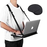 ALPHABET WONDERS Laptop Harness - Wearable Laptop Stand for Up to 17" Laptops, Tablets & E-Readers - Adjustable Straps, Includes Memory Foam Mouse Pad (14 Inch)