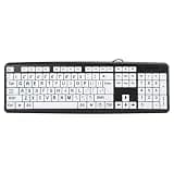 Estink Big Letter Keyboard, USB Large Print Keyboard 104 Keys with ABS Keycaps and 1.35m Cord, High Contrast Black Letters on Yellow Keys for Elderly Visually Impaired (Black)