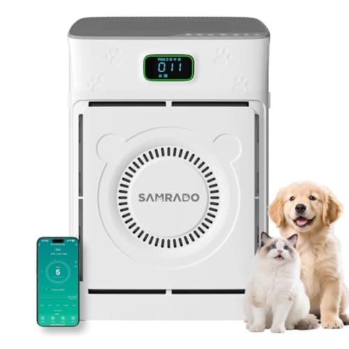 Smart Pet Hair Air Purifier For Home Large Room 2500 Sq Ft, True H13 HEPA Filter, Actively Sucks Up Dander Odor Smoke, Washable Mesh, WiFi App Control, White