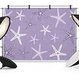 Vintage Purple Starfish Backdrop 10x8ft Summer Coastal Beach Marine Life Photography Backdrop Photoshoot Background Tapestry Banner for Birthday Baby Shower Decoration Party Video Photo Studio Props