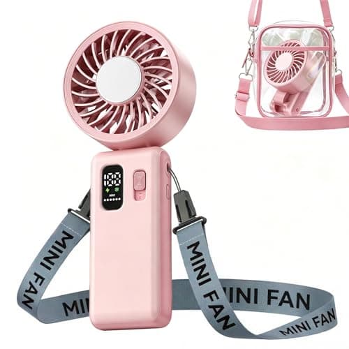 ALLENERGY 3-in-1 Portable Handheld Fan, 6000mAh High-Speed Turbo Handheld Fan Rechargeable, 100 Speeds Stepless Adjustment Mini Personal Desk Fan for Travel, Camping, Outdoor,Pink