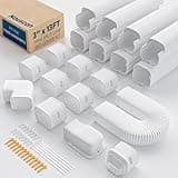 Nouscan 3" 13Ft Mini Split Line Set Cover with Flexible Duct, Upgrade PP Decorative Minisplit Lineset Cover Kit, Paintable for Mini Split, Air Conditioner, Central AC, HVAC and Heat Pumps, White
