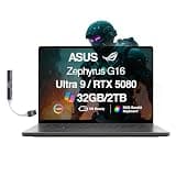 ASUS ROG Zephyrus G16 AI Gaming Laptop 16.0" ROG Nebula OLED FHD+ Display (Intel Ultra 9-285H, GeForce RTX 5080 16GB, 32GB LPDDR5X, 2TB SSD, RGB KB, Wi-Fi 7, BT 5.4, Win11Pro) w/DKZ USB Port Expander