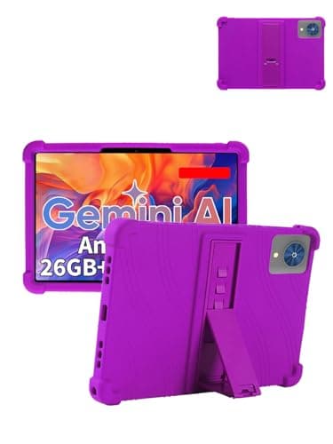 for Relndoo P60 (10 Inch) Android 15 Tablet Protective case, Shockproof Lightweight Silicone Protective Cover with Stand, Child-Friendly Protection, Easy to Clean Design, Purple.