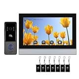 10 Inch Wired Video Intercom System, 2K Doorbell Camera with Night Motion Detection Two Way Audio Remote Unlock for Home Apartment (US Plug (100-240V))