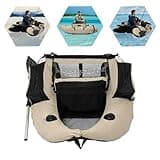 Inflatable Float Tube Fishing Boat Set, 286.6 lb Capacity, 90-180° Adjustable Backrest Seat, with Air Pump & Storage Bag – for Lake/Coastal Use, Family, Beginners, Anglers (Khaki)