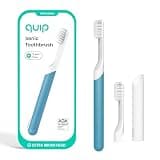 Quip Sonic Electric Toothbrush for Adults with Timer - Includes Travel Case & Replacement Brush Head - 3 Month Battery Life, Plastic Handle - Marine Blue