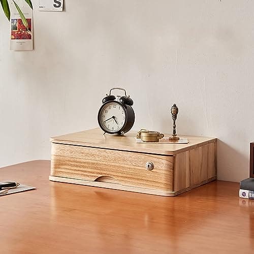 Desktop Organizer Storage Box - Desktop File Cabinet, Desktop Drawer Cabinet With Lock, Wooden File Cabinet, 1/2/3/4 Tier Flat File Cabinet Storage, Desktop Storage Cabinet/Data Cabinet(B,1 drawer)