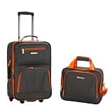 Rockland Fashion Softside 2 Piece Luggage Set, Expandable, (14" Tote/19" Upright), Charcoal