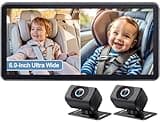 Yakry 2-Kids Baby Car Camera for Seat: 6.9 Inch Ultrawide Display with Two Cameras Rear Facing - USB Powered Backseat Camera HD 1080P Easy to Install