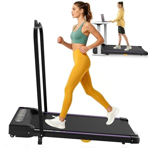 Soliflow Under Desk Treadmill, Walking Pad, 2 in 1 Portable Treadmill with Handle Remote Control LED Display, Walking Jogging Machine for Home Office Use (Black)