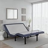Peanu Queen Adjustable Bed Base, Head and Foot Positioning, Massage, Bluetooth, Wireless Remote, 80 x 60 x 15 Inches