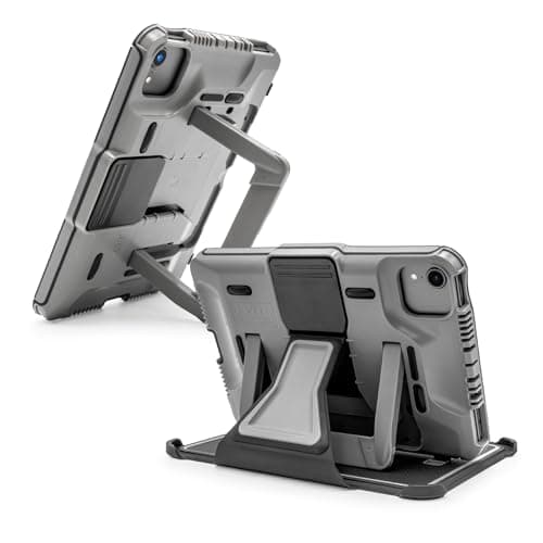 PIVOT A35A Rugged iPad Case – Fits iPad mini (6th gen.), iPad mini (A17 Pro) – Made in USA - Durable Protective Shell with Universal Mounting System & Kickstand - Gray Body/Black Clip