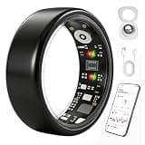 Smart Ring for Women Men, Health Fitness Ring Gen 3 with Free App No Subscription Fee, Stress & Sleep Monitor, Heart Rate & Step Tracker, IP68 Waterproof, Android/iOS Compatible (Black,14)