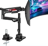 Heavy Duty Monitor Arm, Ultrawide Monitor Stand up to 57” and 66 Lbs, Gas Sprinq Monitor Mount Height Adjustable Arms Monitor Stand for Desk Various VESA Mount with Clamp/Grommet Base
