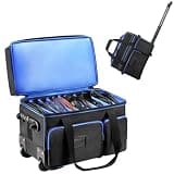 DJ Cable Organizer Bag with Wheels,Soft Gig Bag for DJ Equipment with 9 Detachable Dividers, Medium Padded Soft Storage Case with Multiple Pockets for Microphone, Cord, Headset & Music Accessories